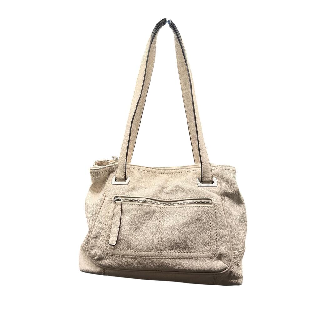 Genuine Leather Ivory Cream Tote Shoulder Bag Pebbled Leather Purse